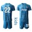 Juventus #22 Perin Light Blue Goalkeeper Kid Soccer Club Jersey