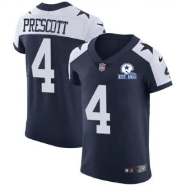 Nike Dallas Cowboys #4 Dak Prescott Navy Blue Thanksgiving Mens Stitched With Established In 1960 Patch NFL Vapor Untouchable Throwback Elite Jersey