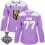 Adidas Vegas Golden Knights #77 Brad Hunt Purple Authentic Fights Cancer 2018 Stanley Cup Final Womens Stitched NHL Jersey