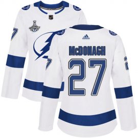 Adidas Tampa Bay Lightning #27 Ryan McDonagh White Road Authentic Womens 2020 Stanley Cup Champions Stitched NHL Jersey