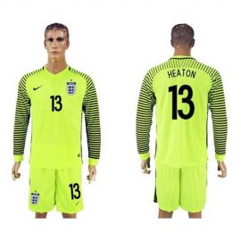 England #13 Heaton Green Long Sleeves Goalkeeper Soccer Country Jersey