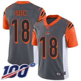 Nike Cincinnati Bengals #18 A.J. Green Silver Mens Stitched NFL Limited Inverted Legend 100th Season Jersey