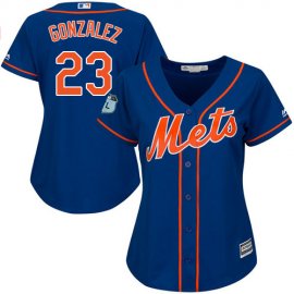New York Mets #23 Adrian Gonzalez Blue Alternate Womens Stitched MLB Jersey