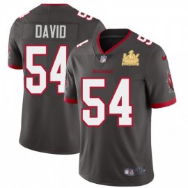 Tampa Bay Buccaneers #54 Lavonte David Mens Super Bowl LV Champions Patch Nike Pewter Alternate Vapor Limited Jersey
