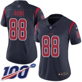 Nike Houston Texans #88 Jordan Akins Navy Blue Womens Stitched NFL Limited Rush 100th Season Jersey
