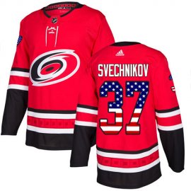 Adidas Carolina Hurricanes #37 Andrei Svechnikov Red Home Authentic USA Flag Stitched Youth NHL Jersey