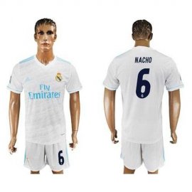 Real Madrid #6 Nacho White Home Soccer Club Jersey