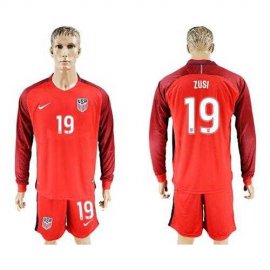 USA #19 Zusi Away Long Sleeves Soccer Country Jersey