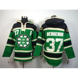 Boston Bruins #37 Patrice Bergeron Green St. Patricks Day McNary Lace Hoodie Stitched NHL Jersey