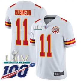 Nike Kansas City Chiefs #11 Demarcus Robinson White Super Bowl LIV 2020 Mens Stitched NFL 100th Season Vapor Untouchable Limited Jersey
