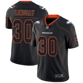 Nike Denver Broncos #30 Phillip Lindsay Lights Out Black Mens Stitched NFL Limited Rush Jersey