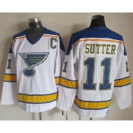 St. Louis Blues #11 Brian Sutter White/Yellow CCM Throwback Stitched NHL Jersey