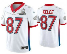Mens Kansas City Chiefs #87 Travis Kelce White 2022 Pro Bowl Vapor Untouchable Stitched Limited Jersey