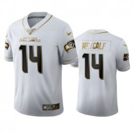 Seattle Seahawks #14 DK Metcalf Mens Nike White Golden Edition Vapor Limited NFL 100 Jersey