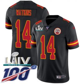 Nike Kansas City Chiefs #14 Sammy Watkins Black Super Bowl LIV 2020 Mens Stitched NFL Limited Rush 100th Season Jersey