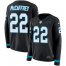 Nike Carolina Panthers #22 Christian McCaffrey Black Team Color Womens Stitched NFL Limited Therma Long Sleeve Jersey