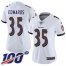 Nike Baltimore Ravens #35 Gus Edwards White Womens Stitched NFL 100th Season Vapor Untouchable Limited Jersey