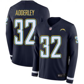 Nike Los Angeles Chargers #32 Nasir Adderley Navy Blue Team Color Mens Stitched NFL Limited Therma Long Sleeve Jersey