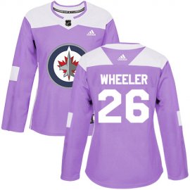 Adidas Winnipeg Jets #26 Blake Wheeler Purple Authentic Fights Cancer Womens Stitched NHL Jersey