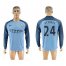 Manchester City #24 Stones Home Long Sleeves Soccer Club Jersey