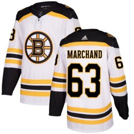 Adidas Boston Bruins #63 Brad Marchand White Road Authentic Youth Stitched NHL Jersey