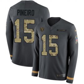 Nike Chicago Bears #15 Eddy Pineiro Anthracite Salute to Service Mens Stitched NFL Limited Therma Long Sleeve Jersey