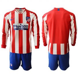 Atletico Madrid Blank Home Long Sleeves Soccer Club Jersey