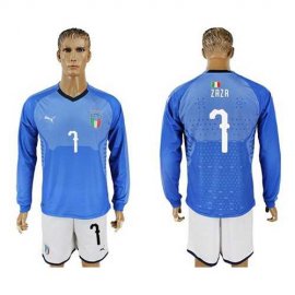 Italy #7 Zaza Blue Home Long Sleeves Soccer Country Jersey