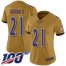 Nike Baltimore Ravens #21 Mark Ingram II Gold Womens Stitched NFL Limited Inverted Legend 100th Season Jersey