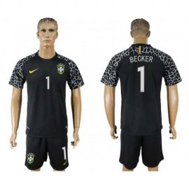Brazil #1 BECKER Black Goalkeeper 2018 FIFA World Cup Soccer Jersey