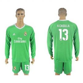 Real Madrid #13 K.Casilla Green Goalkeeper Long Sleeves Soccer Club Jersey