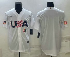 Mens USA Baseball 2023 White World Baseball Blank Classic Replica Stitched Jersey