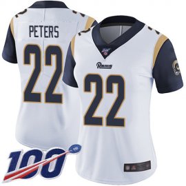 Nike Los Angeles Rams #22 Marcus Peters White Womens Stitched NFL 100th Season Vapor Limited Jersey