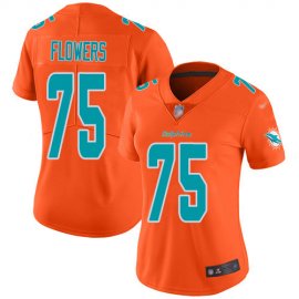 Nike Miami Dolphins #75 Ereck Flowers Orange Womens Stitched NFL Limited Inverted Legend Jersey