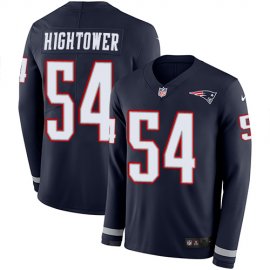 Nike New England Patriots #54 Donta Hightower Navy Blue Team Color Mens Stitched NFL Limited Therma Long Sleeve Jersey