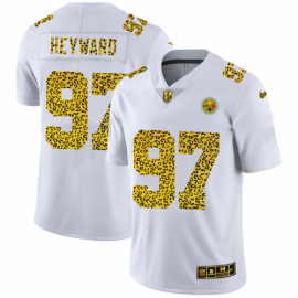 Pittsburgh Steelers #97 Cameron Heyward Mens Nike Flocked Leopard Print Vapor Limited NFL Jersey White