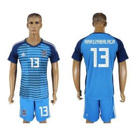 Spain #13 Arrizabalaga Blue Goalkeeper Soccer Country Jersey