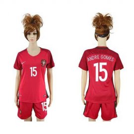 Womens Portugal #15 Andre Gomes Home Soccer Country Jersey