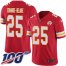 Nike Kansas City Chiefs #25 Clyde Edwards-Helaire Red Team Color Mens Stitched NFL 100th Season Vapor Untouchable Limited Jersey