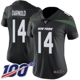 Nike New York Jets #14 Sam Darnold Black Alternate Womens Stitched NFL 100th Season Vapor Limited Jersey