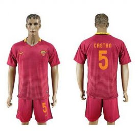 Roma #5 Castan Red Home Soccer Club Jersey