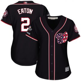 Washington Nationals #2 Adam Eaton Navy Blue Alternate 2019 World Series Champions Womens Stitched MLB Jersey