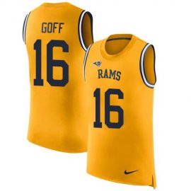 Nike Los Angeles Rams #16 Jared Goff Gold Mens Stitched NFL Limited Rush Tank Top Jersey