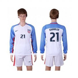 USA #21 Chandler Home Long Sleeves Soccer Country Jersey