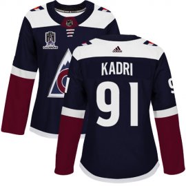 Adidas Colorado Avalanche #91 Nazem Kadri Navy Womens 2022 Stanley Cup Champions Alternate Authentic Stitched NHL Jersey Womens