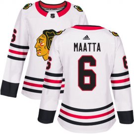 Adidas Chicago Blackhawks #6 Olli Maatta White Road Authentic Womens Stitched NHL Jersey