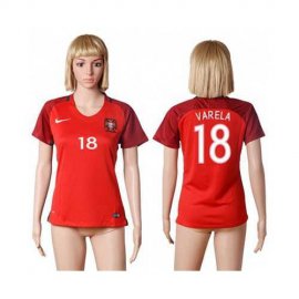 Womens Portugal #18 Varela Home Soccer Country Jersey
