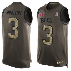 Nike Tampa Bay Buccaneers #3 Jameis Winston Green Mens Stitched NFL Limited Salute To Service Tank Top Jersey