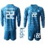 Germany #22 Ter Stegen Blue Goalkeeper Long Sleeves Kid Soccer Country Jersey