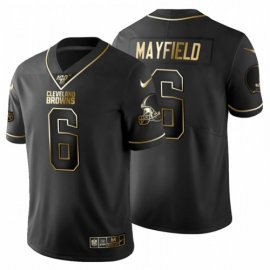 Cleveland Browns #6 Baker Mayfield Mens Nike Black Golden Limited NFL 100 Jersey